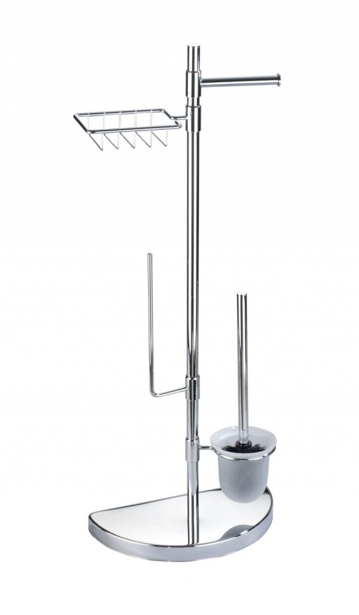 Suport pentru hartie igienica si perie de toaleta, Maximex, 34 x 18 x 84.5 cm, inox