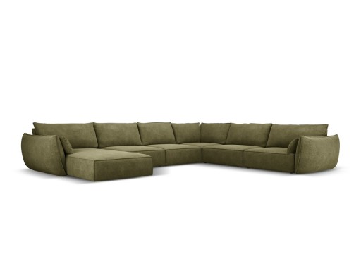 Coltar panoramic dreapta 8 locuri, Kaelle, Micadoni Home, BL, 384x284x85 cm, poliester chenille, verde