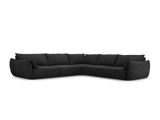 Coltar simetric 7 locuri, Kaelle, Micadoni Home, BL, 286x286x85 cm, poliester chenille, negru