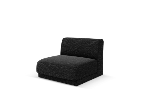 Modul canapea 1 loc fara cotiere, Miley, Micadoni Home, BL, 85x75x74 cm, poliester chenille, negru