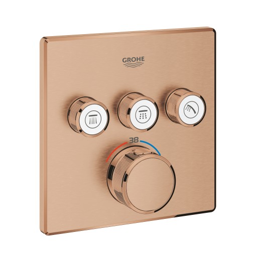 Baterie cada - dus termostatata Grohe Grohtherm SmartControl Cube cu 3 functii montaj incastrat necesita corp ingropat brushed warm sunset