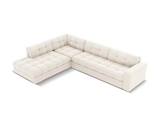 Coltar stanga 5 locuri, Justin, Micadoni Home, BL, 236x199x72 cm, catifea, bej deschis