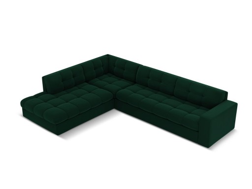 Coltar stanga 5 locuri, Justin, Micadoni Home, BL, 236x199x72 cm, catifea, verde bottle