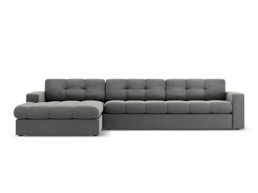 Coltar stanga 4 locuri, Justin, Micadoni Home, BL, 236x160x72 cm, catifea, gri deschis