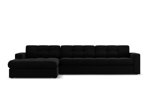 Coltar stanga 4 locuri, Justin, Micadoni Home, BL, 236x160x72 cm, catifea, negru