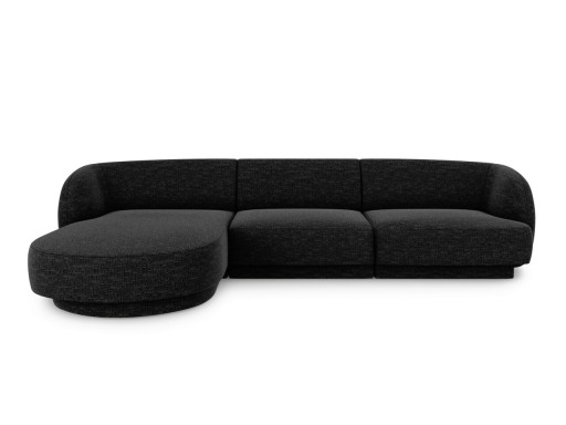 Coltar stanga 4 locuri, Miley, Micadoni Home, BL, 259x155x74 cm, poliester chenille, negru