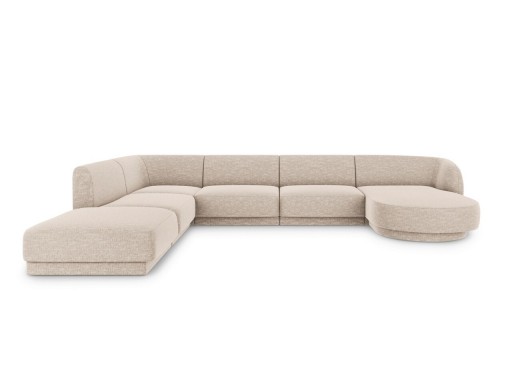 Coltar panoramic stanga 6 locuri, Miley, Micadoni Home, BL, 327x245x74 cm, poliester chenille, bej