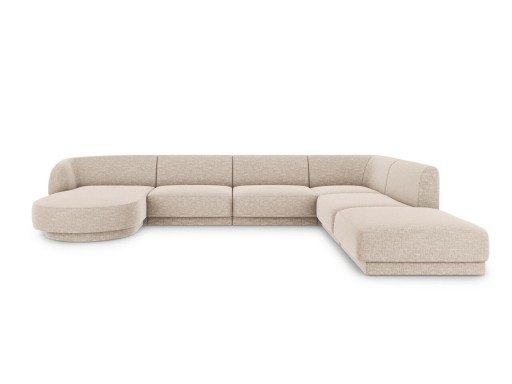 Coltar panoramic dreapta 6 locuri, Miley, Micadoni Home, BL, 327x245x74 cm, poliester chenille, bej