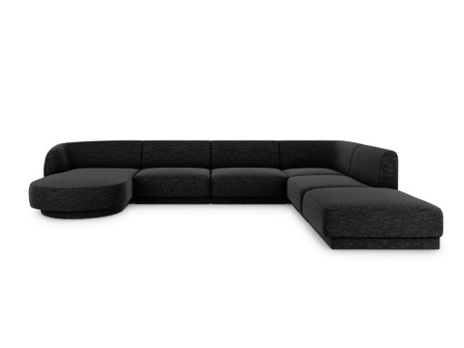 Coltar panoramic dreapta 6 locuri, Miley, Micadoni Home, BL, 327x245x74 cm, poliester chenille, negru