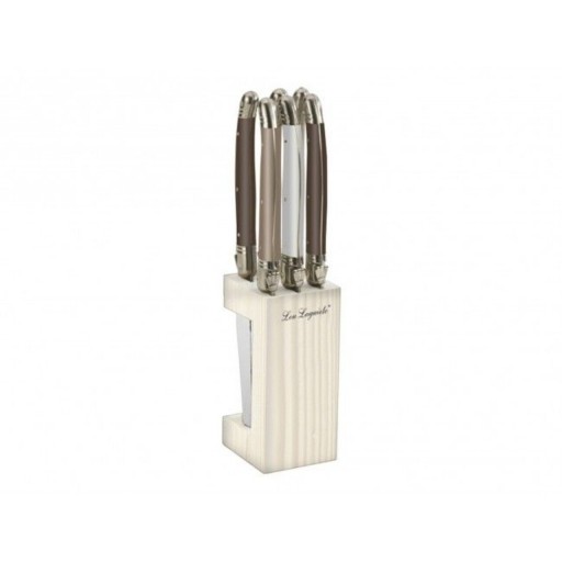 Set 6 cutite pentru friptura cu suport, Lou Laguiole, inox/lemn