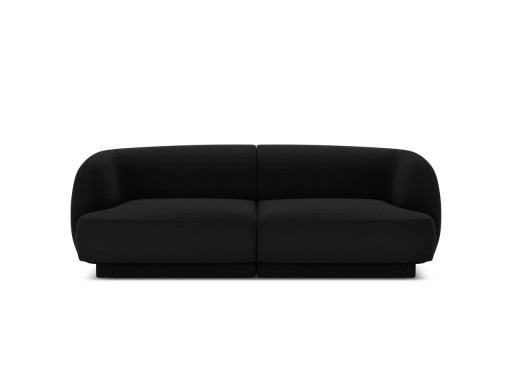 Canapea 2 locuri, Miley, Micadoni Home, BL, 184x85x74 cm, catifea, negru