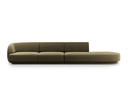 Canapea 4 locuri cotiera dreapta, Miley, Micadoni Home, BL, 325x85x74 cm, catifea, verde