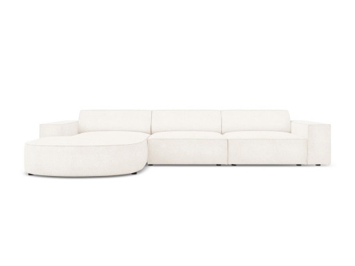 Coltar stanga 4 locuri, Jodie, Micadoni Home, BL, forma rotunjita, 284x166x70 cm, poliester Boucle, bej