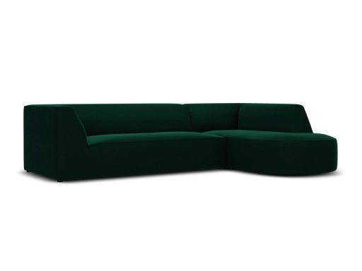 Coltar dreapta 4 locuri, Ruby, Micadoni Home, BL, forma rotunjita, 273x180x69 cm, catifea, verde bottle