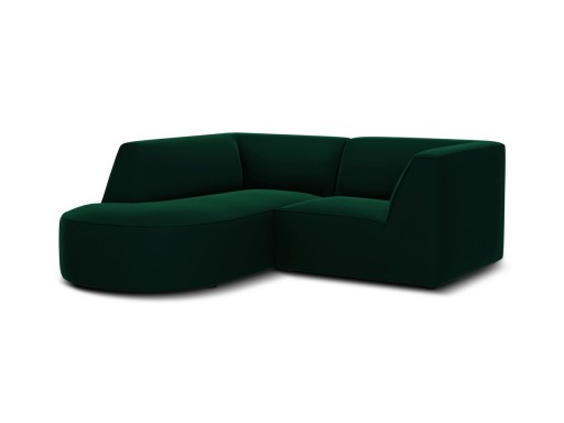 Coltar stanga 3 locuri, Ruby, Micadoni Home, BL, forma rotunjita, 186x180x69 cm, catifea, verde bottle