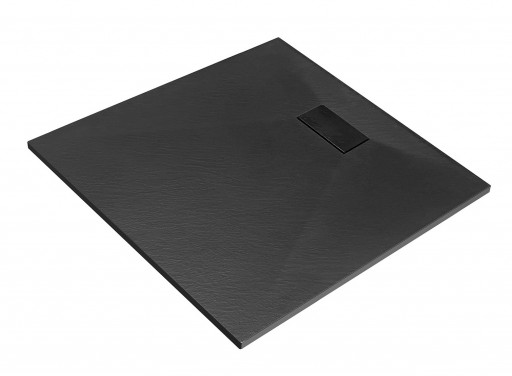 Cadita de dus patrata Besco Vexo Black 80x80x3.2cm include sifon cu top cleaning