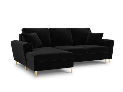 Coltar extensibil stanga 4 locuri, Moghan, Micadoni Home, GL, 241x145x88 cm, catifea, negru