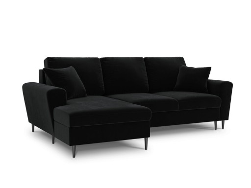 Coltar extensibil stanga 4 locuri, Moghan, Micadoni Home, BL, 241x145x88 cm, catifea, negru