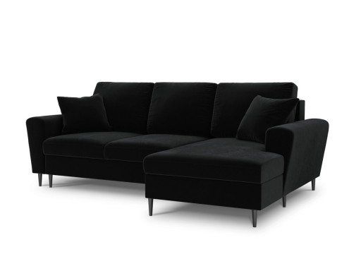 Coltar extensibil dreapta 4 locuri, Moghan, Micadoni Home, BL, 241x145x88 cm, catifea, negru