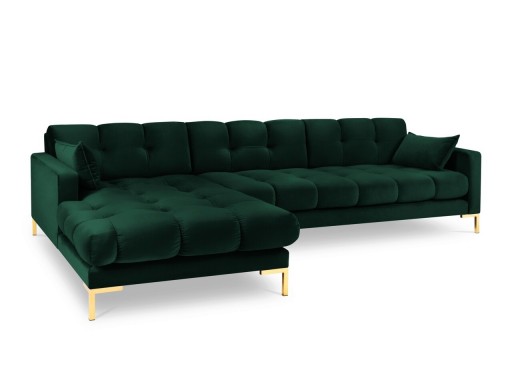 Coltar stanga 5 locuri, Mamaia, Micadoni Home, GL, 293x185x75 cm, catifea, verde bottle