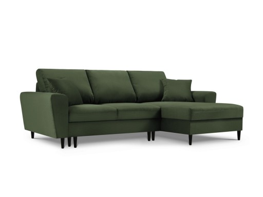 Coltar extensibil dreapta 4 locuri, Moghan, Micadoni Home, BL, 241x145x88 cm, velur, verde bottle