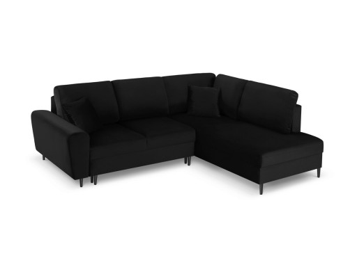 Coltar extensibil dreapta 5 locuri, Moghan, Micadoni Home, BL, 243x194x88 cm, catifea, negru