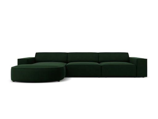 Coltar stanga 4 locuri, Jodie, Micadoni Home, BL, forma rotunjita, 284x166x70 cm, catifea, verde bottle