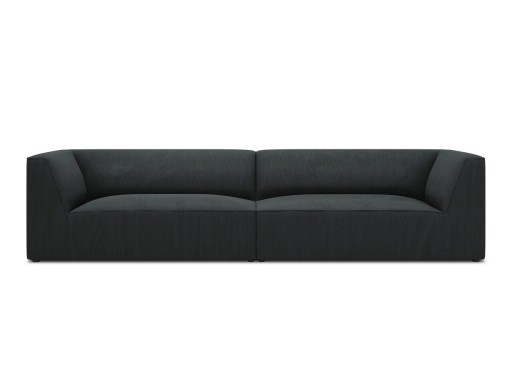 Canapea 4 locuri, Ruby, Micadoni Home, BL, 302x93x69 cm, velur, negru