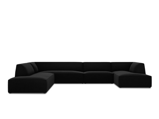 Coltar panoramic stanga 7 locuri, Ruby, Micadoni Home, BL, 366x273x69 cm, catifea, negru