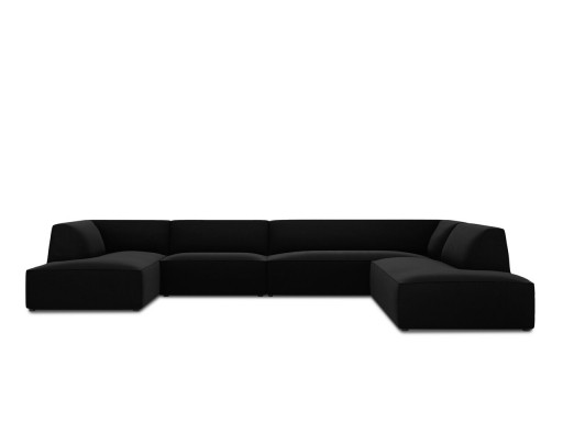 Coltar panoramic dreapta 7 locuri, Ruby, Micadoni Home, BL, 366x273x69 cm, catifea, negru