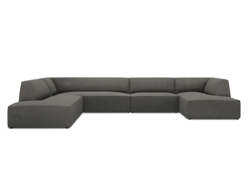 Coltar panoramic stanga 7 locuri, Ruby, Micadoni Home, BL, 366x273x69 cm, velur, gri inchis