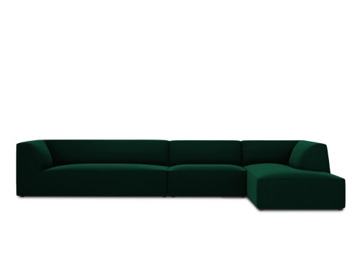 Coltar dreapta 5 locuri, Ruby, Micadoni Home, BL, 366x180x69 cm, catifea, verde bottle