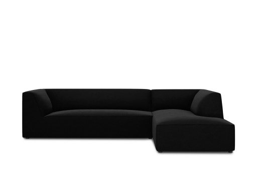 Coltar dreapta 4 locuri, Ruby, Micadoni Home, BL, 273x180x69 cm, catifea, negru