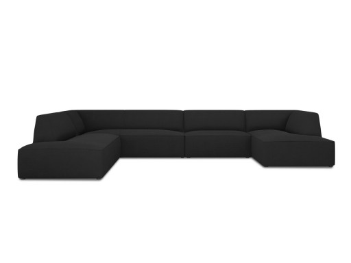 Coltar panoramic stanga 7 locuri, Ruby, Micadoni Home, BL, 366x273x69 cm, poliester, negru