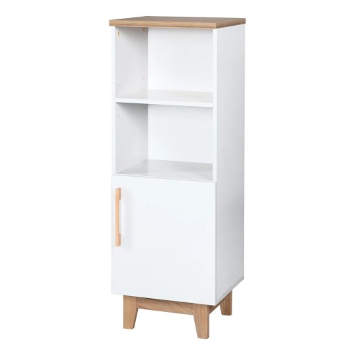 Bibliotecă pentru copii albă cu aspect de lemn de stejar 45x128 cm Finn – Roba