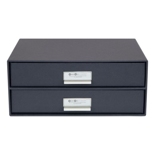 Organizator cu 2 sertare pentru documente Bigso Box of Sweden Birger, 33 x 22,5 cm, gri închis