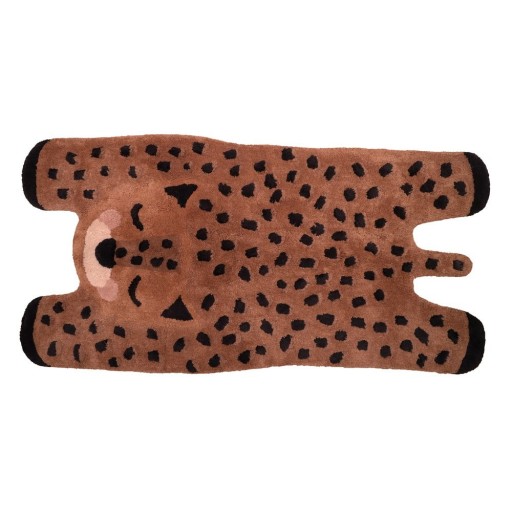 Covor din bumbac lucrat manual pentru copii Nattiot Little Cheetah, 65 x 125 cm