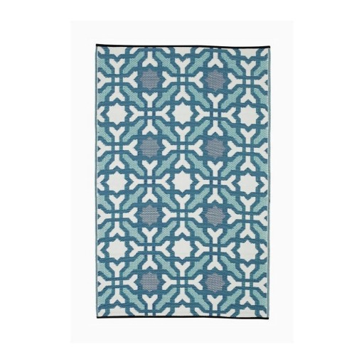 Covor reversibil pentru exterior din plastic reciclat Fab Hab Seville, 150 x 240 cm, albastru - gri