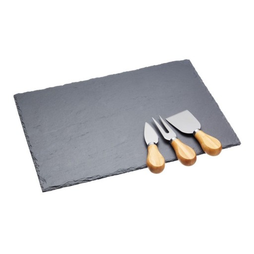 Set cuțite brânzeturi și tocător din ardezie Master Class, 35 x 25 cm