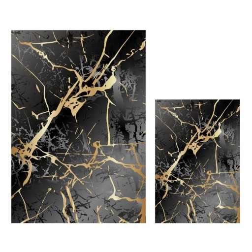 Covorașe de baie negre/aurii 2 buc. 60x100 cm Cracks – Mila Home