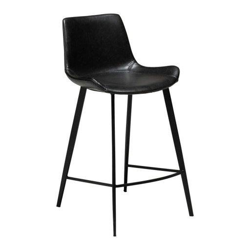 Scaun bar din piele ecologică DAN–FORM Denmark Hype, înălțime 91 cm, negru