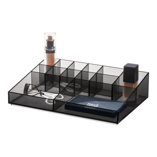 Organizator de baie negru mat pentru cosmetice din plastic reciclat Cosmetic Station – iDesign