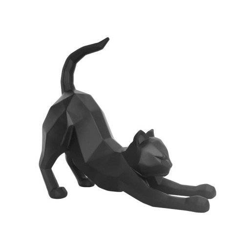 Statuetă PT LIVING Origami Stretching Cat, înălțime 30,5 cm, negru mat