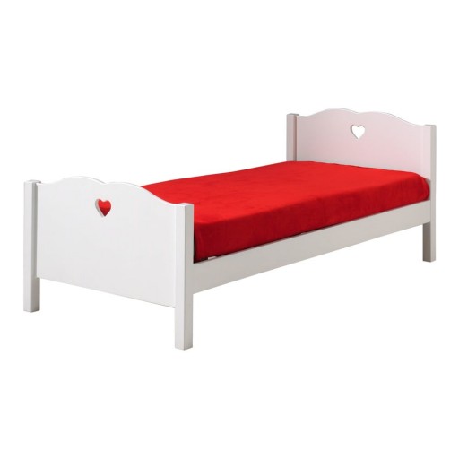 Pat pentru copii Vipack Amori Heart, 90 x 200 cm, alb