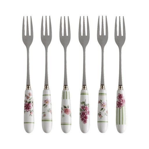 Set 6 furculițe cu mâner din ceramică Brandani Nonna Rosa