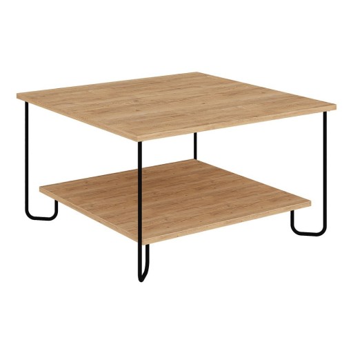 Măsuță de cafea în culoare naturală cu blat cu aspect de lemn de stejar 80x80 cm Tonka – Marckeric