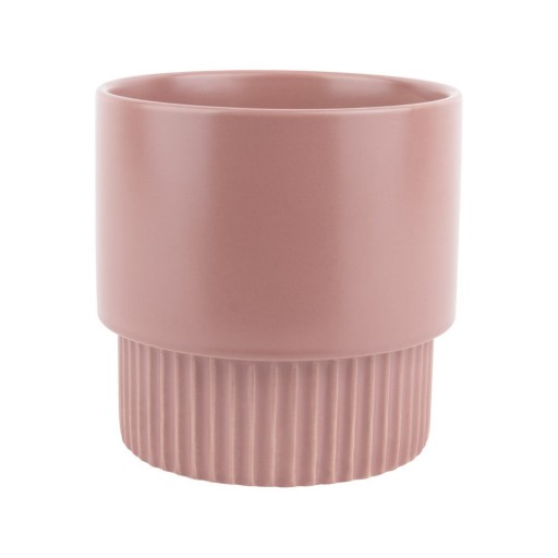 Ghiveci din ceramică PT LIVING Ribbed, înălțime 15 cm, roz