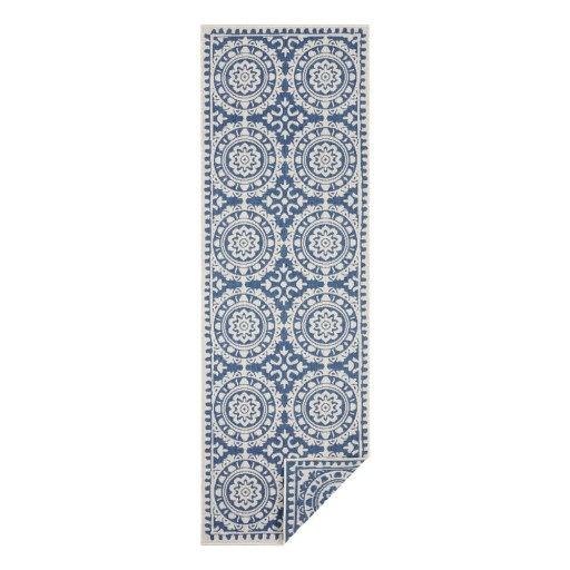 Covor adecvat pentru exterior NORTHRUGS Jardin, 80 x 250 cm, albastru-crem