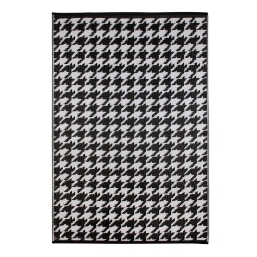 Covor pentru exterior Green Decore Houndstooth, 150 x 240 cm, alb-negru