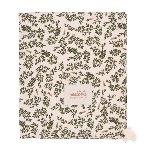 Păturică pentru copii verde/crem din bambus 120x120 cm Green Floral – Malomi Kids